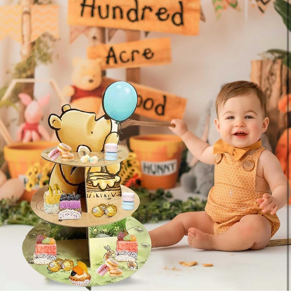 Classic Winnie The Pooh Cupcake Stand Dessert Holder Pooh Bear 3-Tier Stand NIP - Picture 4 of 5